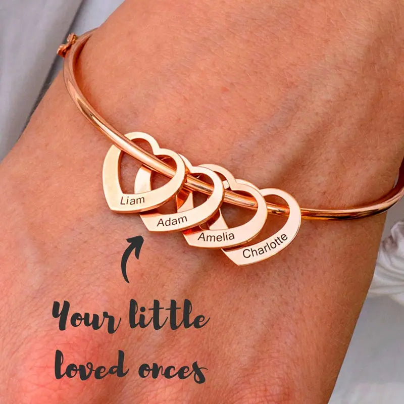 Love Bracelet Peach Heart Name Lettering Titanium Steel Bracelet Customizable Name Lettering - product feature